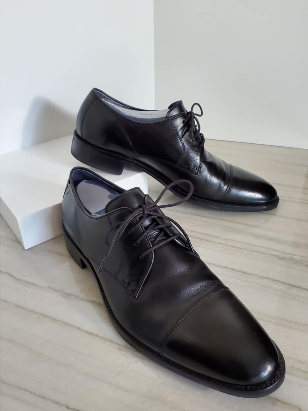 Cole Haan Grand OS Mens Size 10.5 Black Leather Cap Toe Oxfords Dress Shoes - Picture 4 of 12